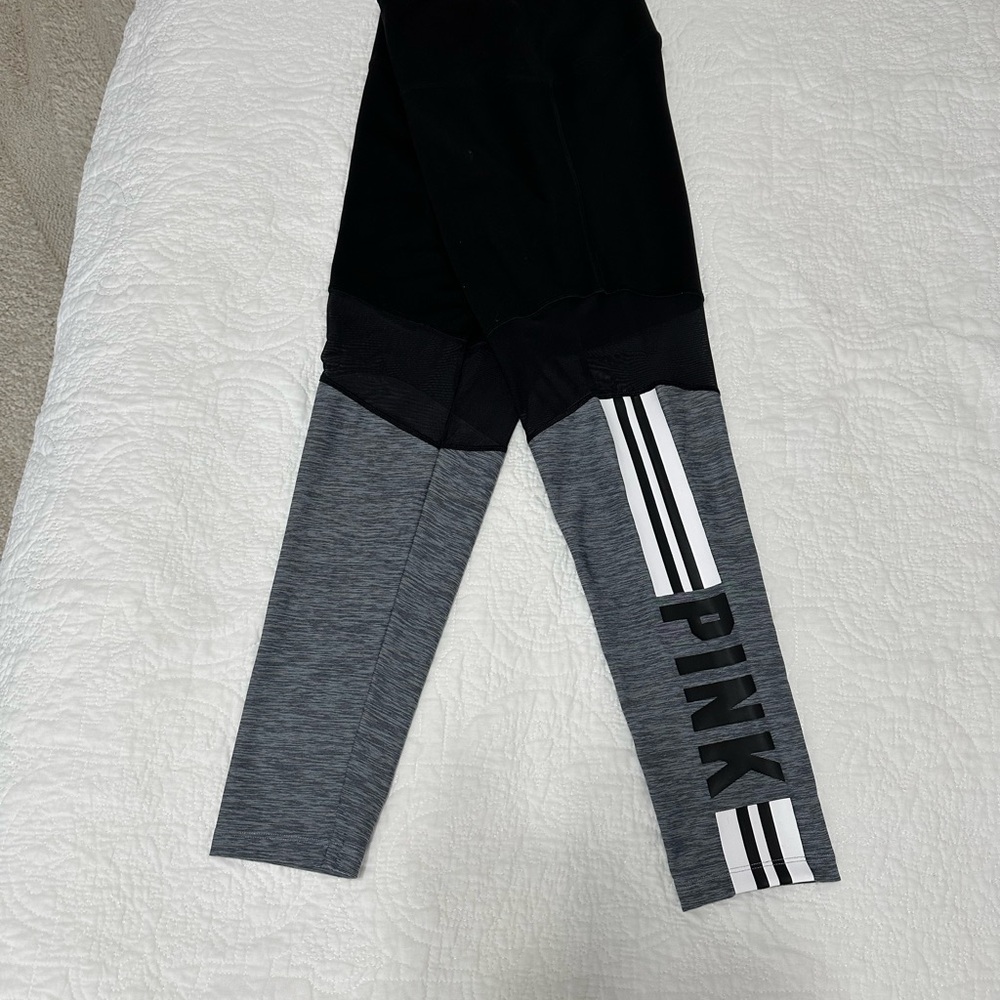 Victoria's Secret Black and Gray Leggings with Two-Tone Design and Fitted Style
